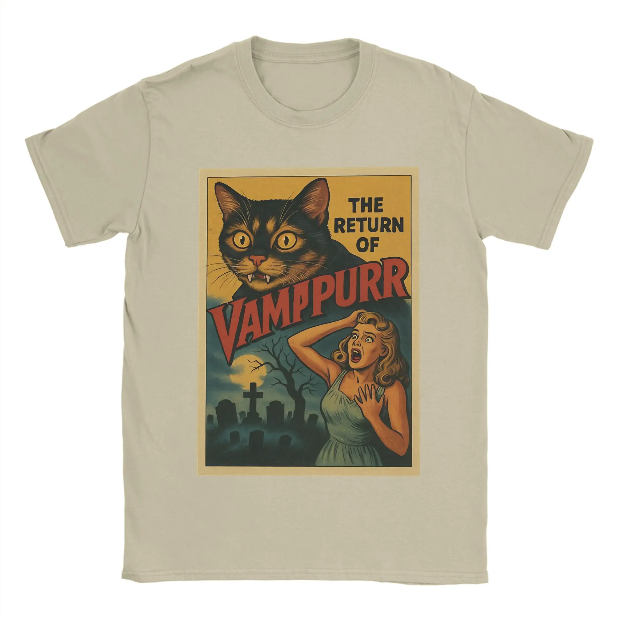 Harajuku T-Shirt Beach The Return Of Vampurr Horror Cat   Hippie T Shirts  100 Cotton Tshirt for Male Short Sleeve Top Tees