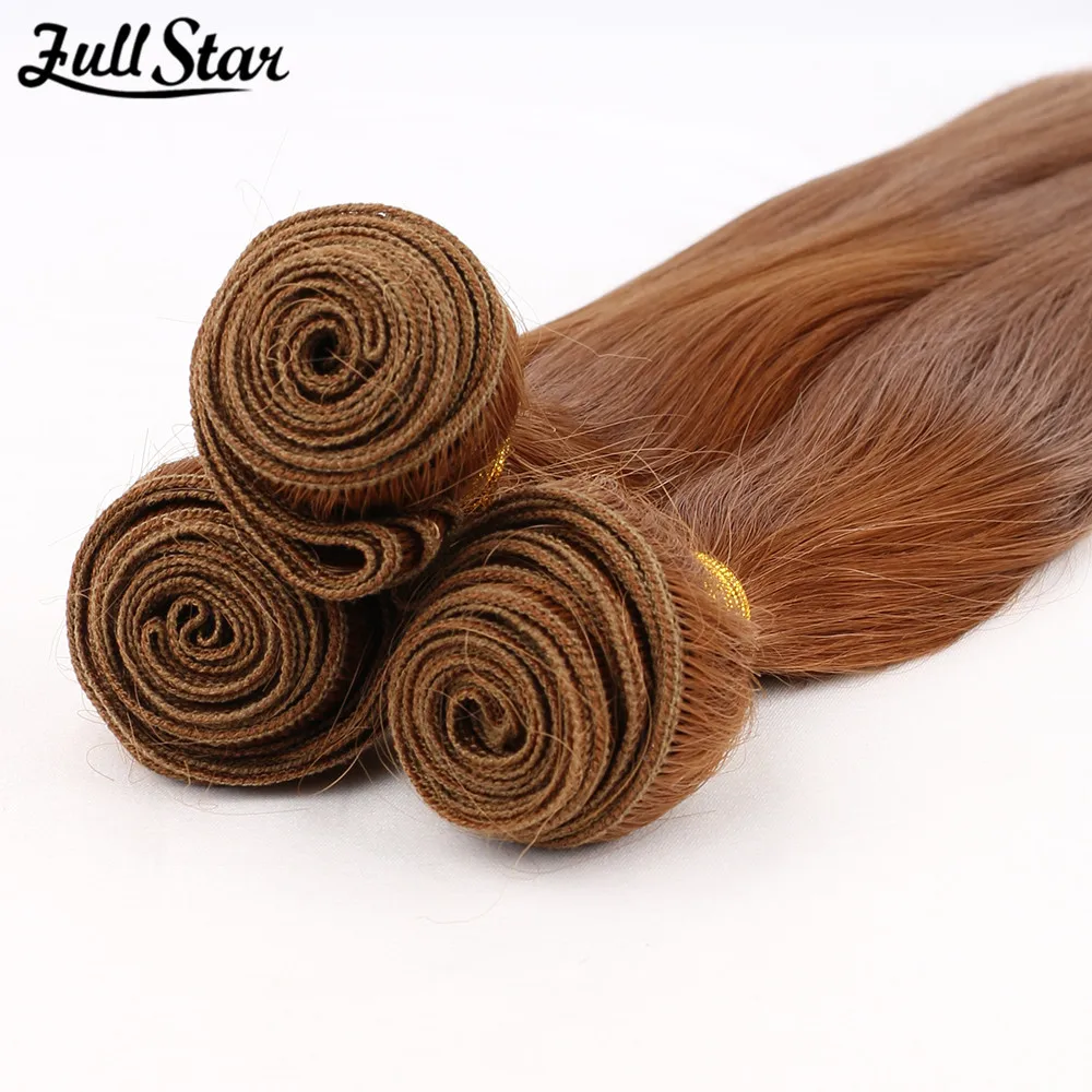 Full Star 26” Bone Straight Hair Extensions Ombre Blonde Hair Bundles Super Long Hair Synthetic Straight Hair Weft Full to End