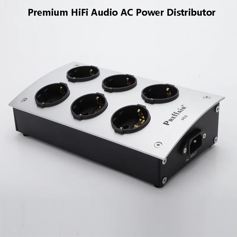 

Premium HiFi Audio AC Power Distributor - 6-Way Aluminum Alloy Power Strip with Schuko EU Standard Sockets for Home Theater
