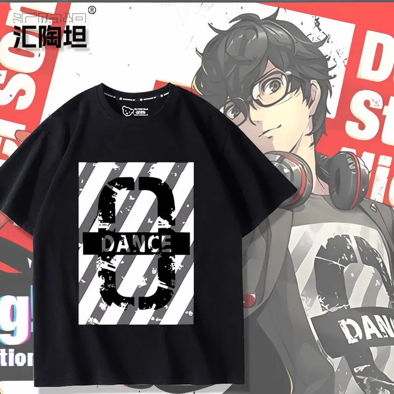 Game Persona 5 P5 Amamiya Ren Cosplay Costume Print T-shirt Summer Tops Short Sleeve Tee Men's T-shirt Summer Clothing for Men