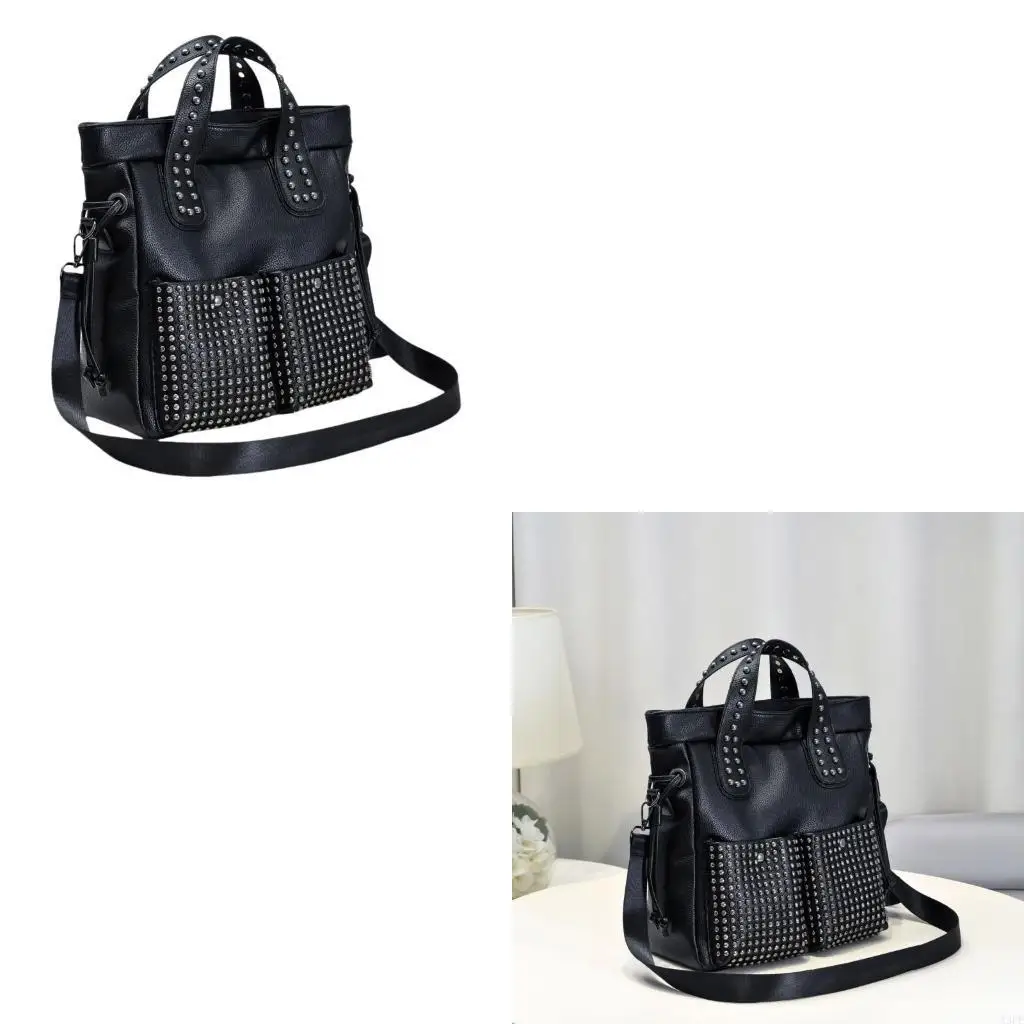 

Нежная школьная сумка с заклепками в готическом стиле, большой вместительный рюкзак из искусственной кожи, рюкзак и сумка на для