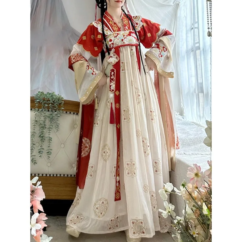 

Платье ханьфу, женское древнее традиционное карнавальное платье феи, карнавальный костюм династии Хань, восточное платье принцессы, женская танцевальная одежда