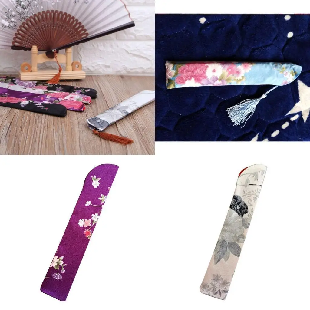 

E8BD Elegant Folding Hand Fan Bag Holder Dustproof Protector for Case Cover Wedding Party Gifts