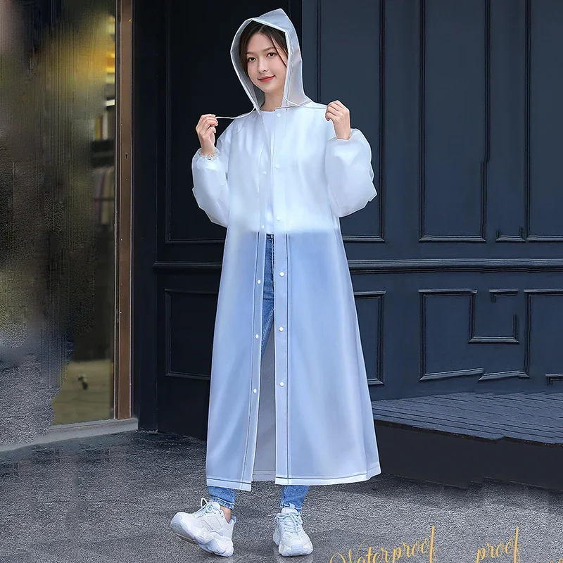 Adult Long Raincoats EVA Impermeable Waterproof Rain Coat Men Women Travel Hooded Beam Port Rain Poncho For Fishing Camping