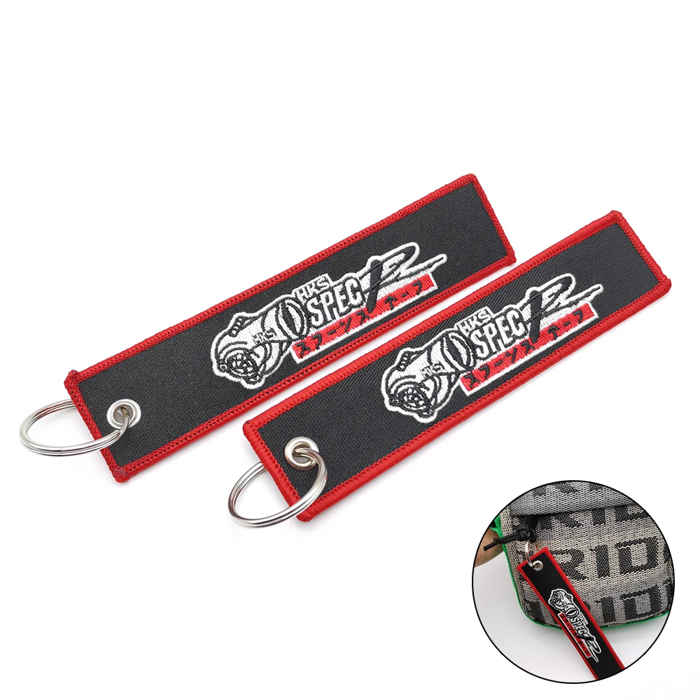 JDM Culture Style Car Keychain Set Embroidery Key Strap Lanyard Keyring FOR JDM HKS YOKOHAMA ADVAN RAYS MINI JCW