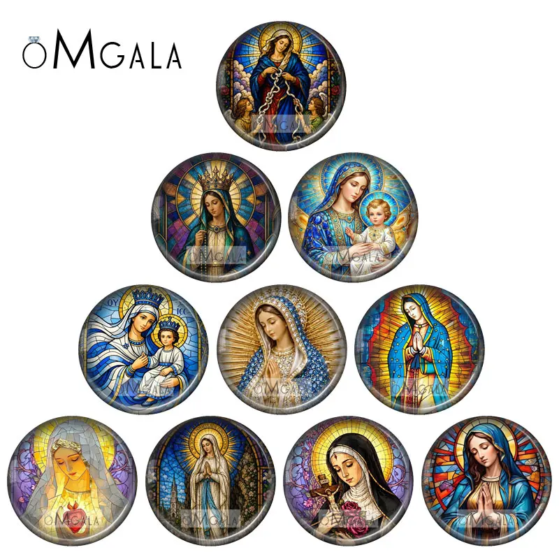 Holy Mother 12mm/18mm/20mm/25mm Round photo demo glass cabochon flat back Making findings