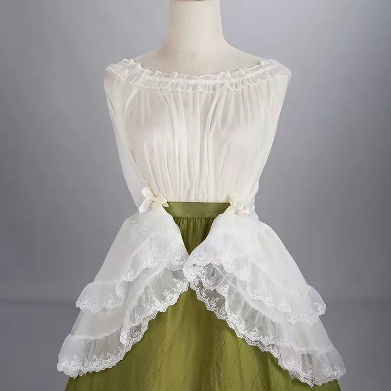 

Blouse Women's Lolita Flounce Lace Lace Patchwork Long Sleeve Layering Piece New Comfortable Minimalist Casual Versatile Premium