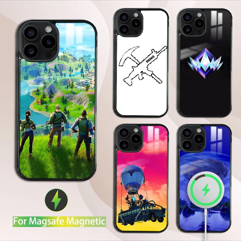 FL77 game F-Fortnites-Wallpaper Phone Case For iPhone 16 15 14 13 12 11 Pro Max Plus Mini Magsafe Mirror Wireless Magnetic Cover