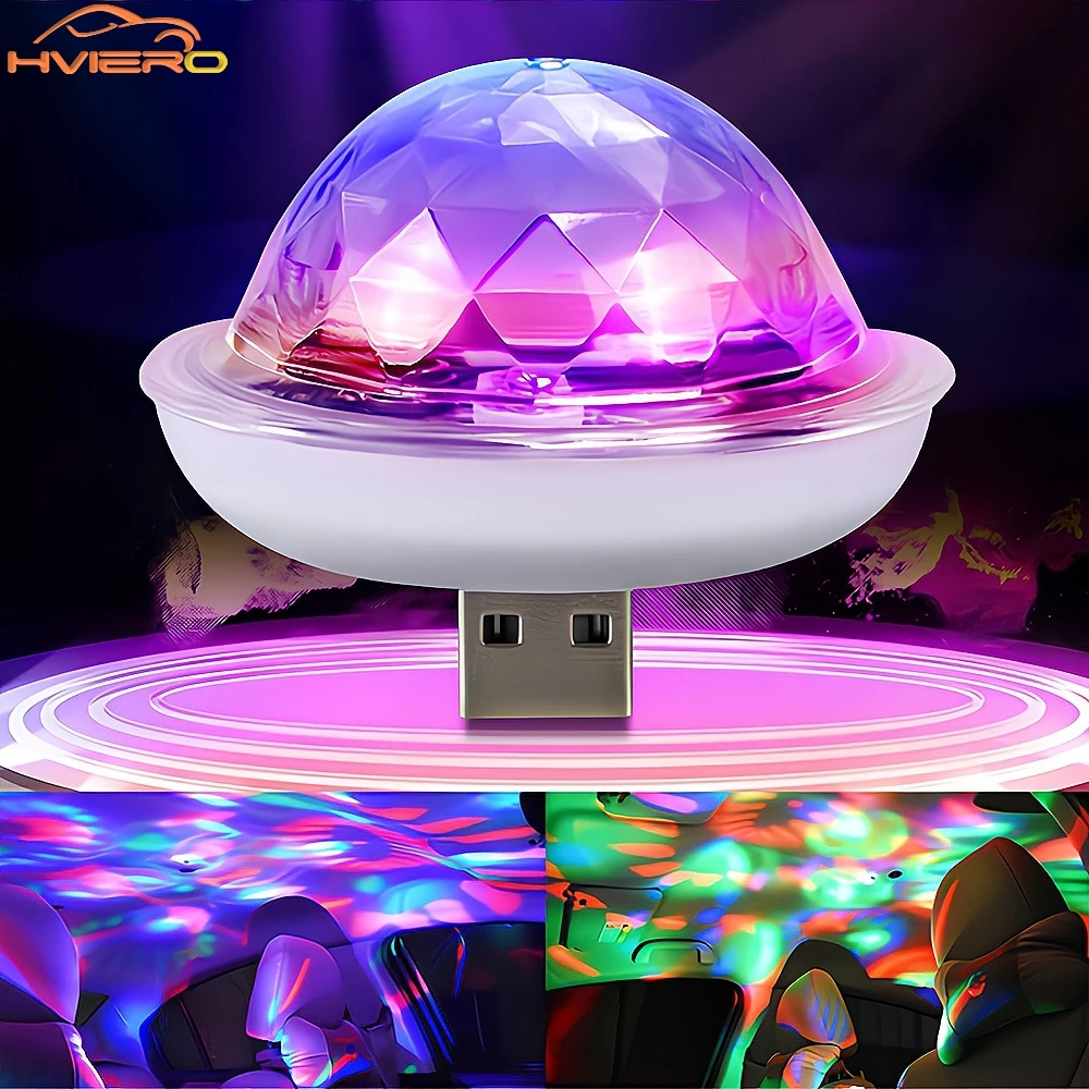 

Мини-USB салон автомобиля, декоративное окружающее освещение, RGB Magic DJ, сценический эффект, дискотека, кристаллический звук, вечерние аккумуляторы, домашние ночные комнаты