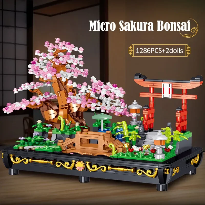 MOC Vetplant Bloem Bonsai Bouwstenen Set Bloesem Sakura Tafelornament Decor Bloem Idee Speelgoed Verjaardag Vakantiecadeaus