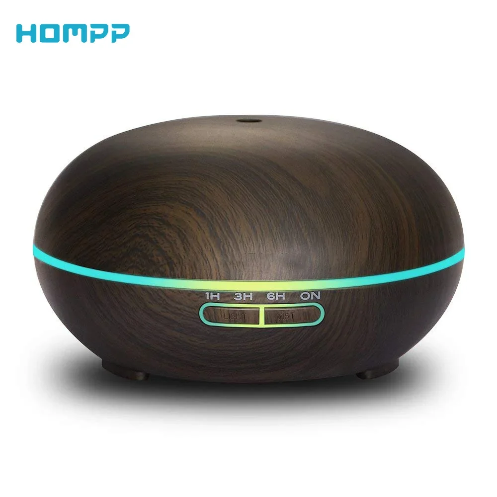 

Aroma Diffuser Aromatherapy Ultrasonic Air Humidifier Wood Grain 14 Colors Light Auto Shut Off for Home Yoga Office SPA 300ml