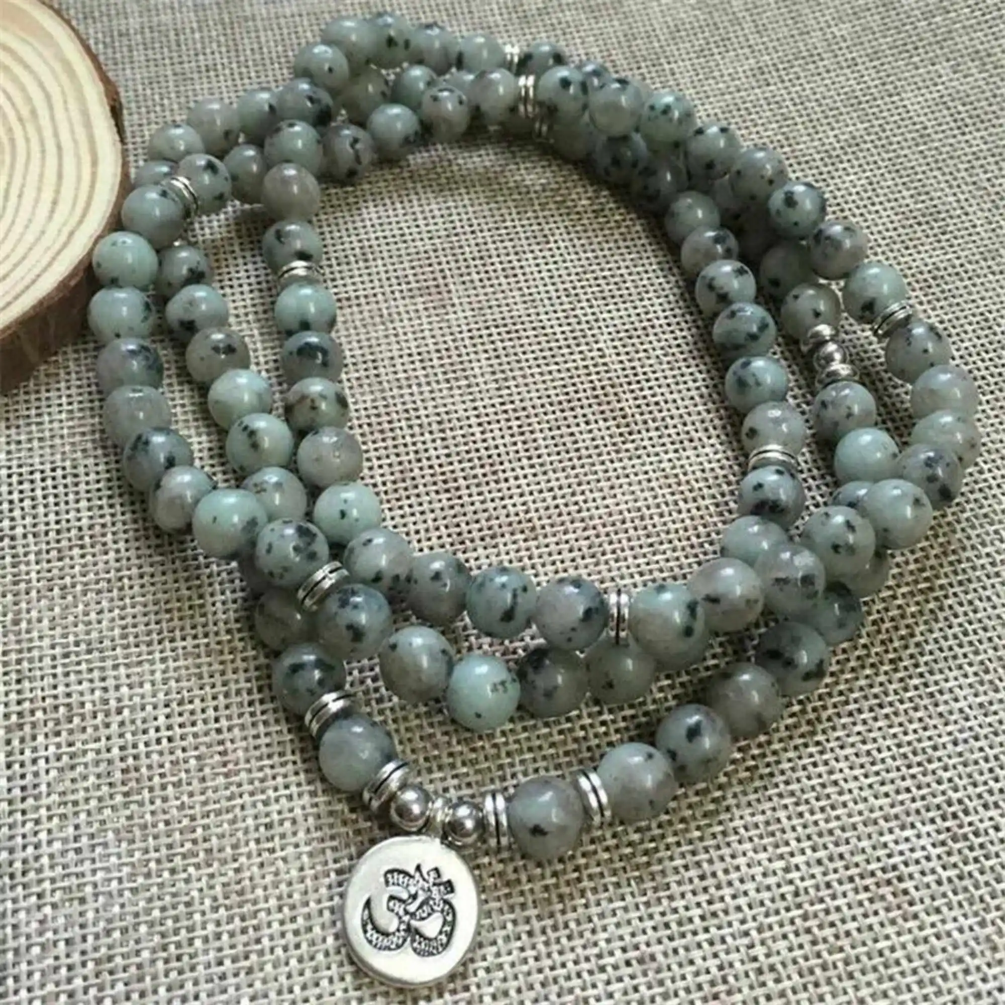 

6mm Spectrolite Bracelet 108 Beads Buddha Pendant Pray Healing Mala Health Cuff Energy Chain Prayer