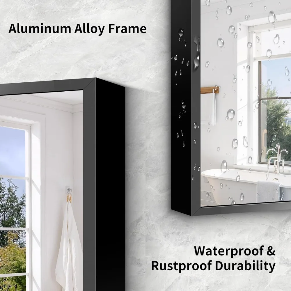 Full-Length Standing Mirror with Aluminum Frame - Large Floor Mirror for Home Décor and Wall Mounting