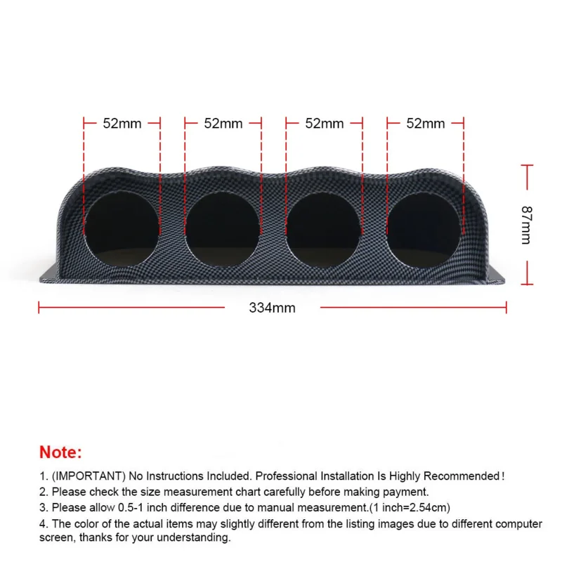 2 بوصة 52 مم حامل عالمي للسباقات بـ 4 ثقوب لوحة القيادة حامل مقياس رباعي ABS لمقاييس السيارات 52 مم عداد السيارة