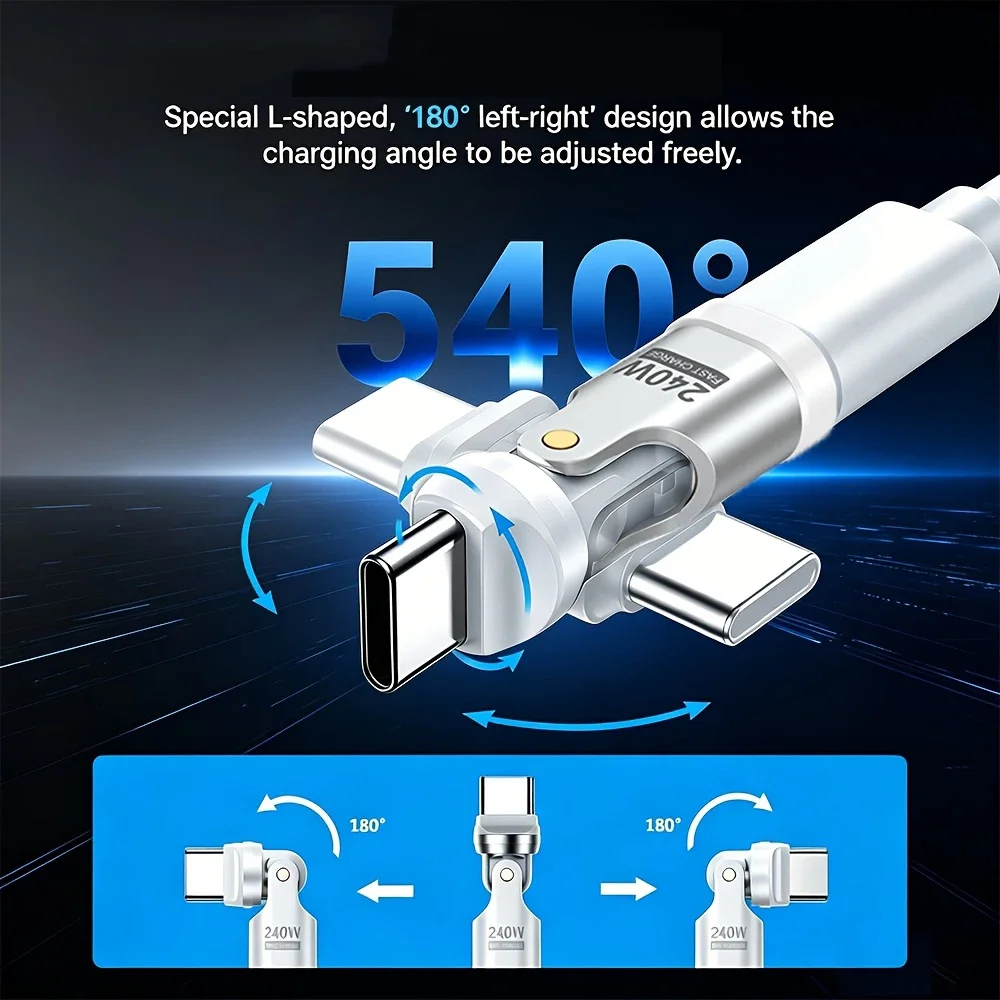 HANNUO 240W Magnetic Adapter USB C to Type-C Fast Charging Cable Type C Female Converter for Macbook iPhone 17 16 Xiaomi Huawei