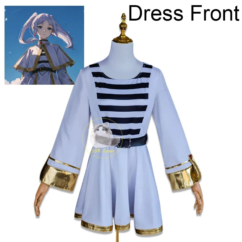 2025 anime traje uniforme frieren no funeral cosplay halloween natal fantasia bruxa branco elf-orelha feminino co
