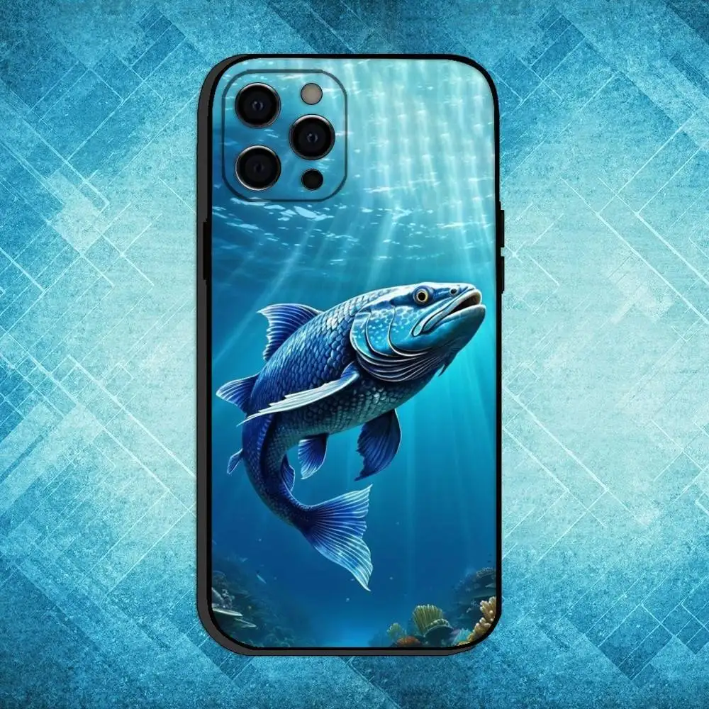 حافظة هاتف سمك الشبوط لهاتف آيفون 17،16،15،14،13،12،11 بلس، برو ماكس غطاء أسود ناعم #4