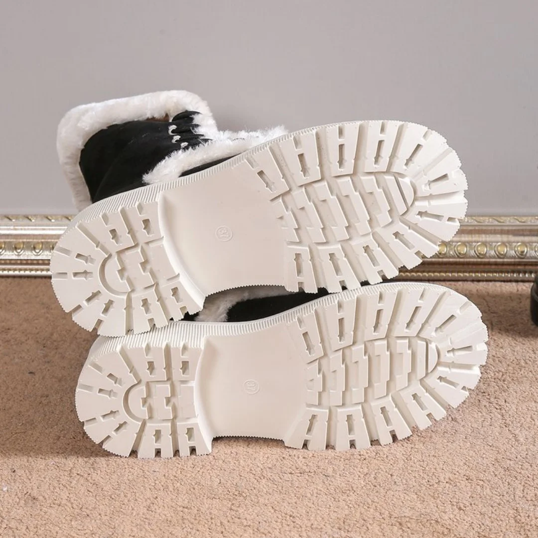 Thicken Plush Snow Boots for Women Winter Faux Fur Platform Ankle Boots Woman Mid-calf Lace-up Snow Boots Thickened Cotton Shoes image 6