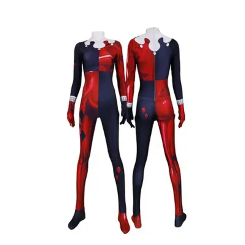 Female Clown Cosplay Costumes 3D Print Superhero Super Villain Halloween Zentai Suit Women Girls Catsuits Adults/Kids