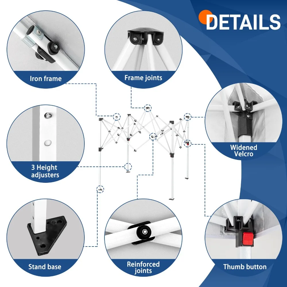 مظلة خيمة لحفلات الزفاف قابلة للطي في الهواء الطلق مقاس 6 × 6 بوصات EZ POP UP لمظلة الشمس #2