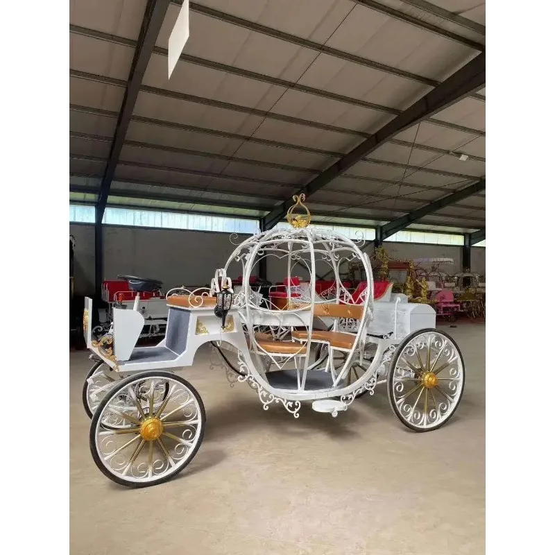 White Electric Cinderella Pumpkin Horse Type Wedding Carriage Rickshaw Europe Style Bus