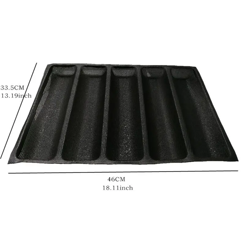 

[Set of ],2Pcs Silicone Perforated Baking Forms Sandwich Mold French Bread Pan Food Mat 5 Loaf Non-Stick Baking Liners