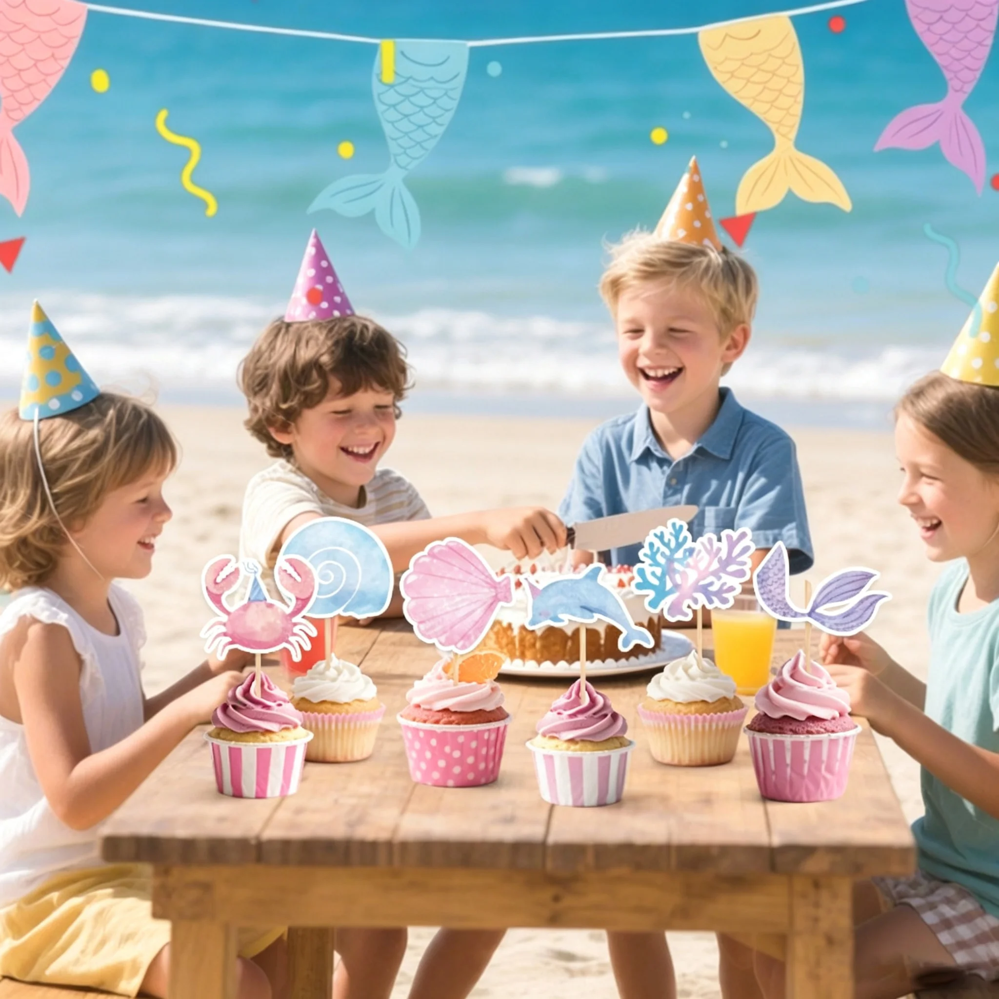 4-teiliges Mittelstück unter dem Meer, Wabenmuster, Ozean-Thema, Party-Tischdekoration, Meerjungfrau, Geburtstag, Strand, Dusche, Partyzubehör – Detail 3