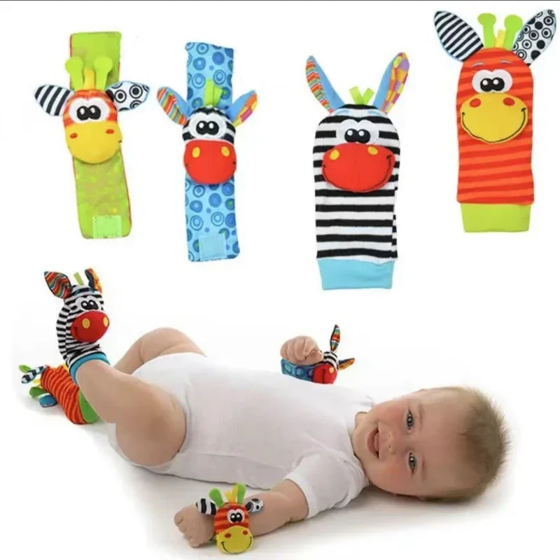 0-12 Months Baby Rattles Toys Animal Socks Wrist Strap Rattle Baby Foot Socks Bug Wrist Strap Baby Socks Pacifier Toys