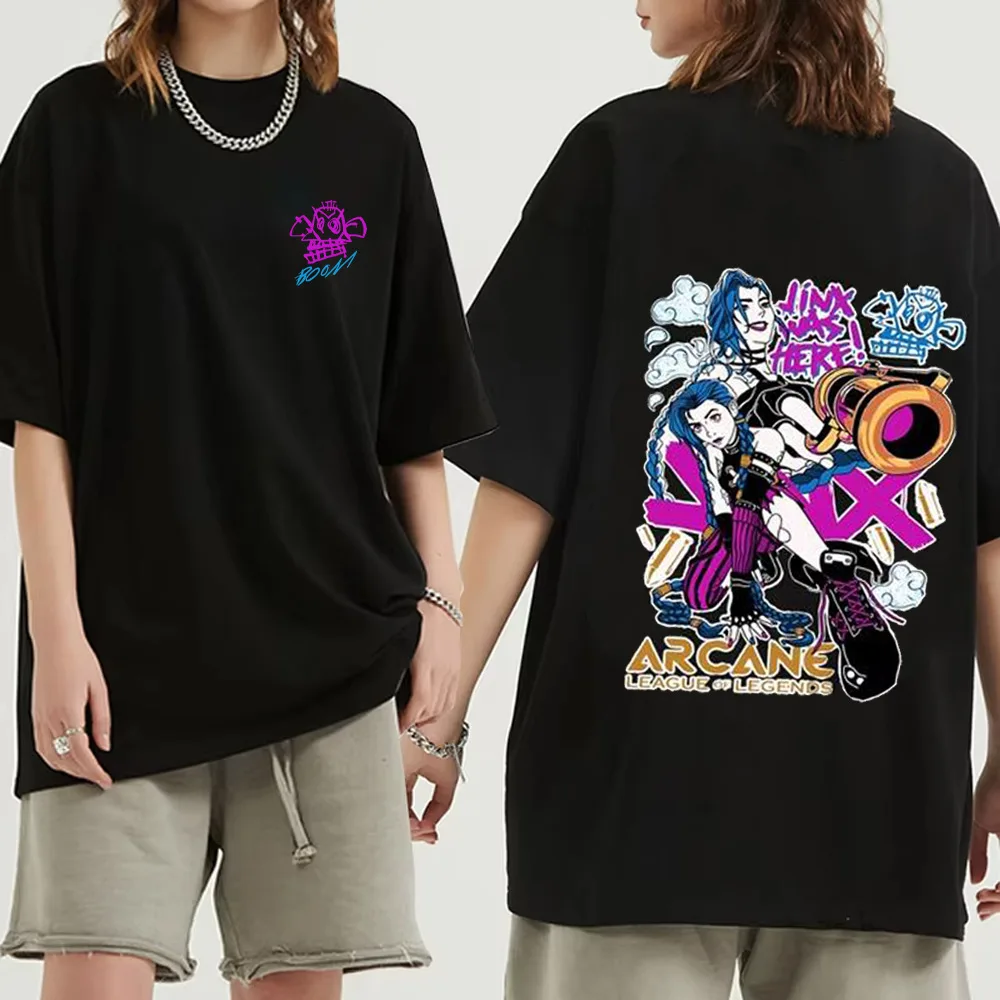 Arcane Jinx Graffiti T-shirt Monkey Game Fans Commemorative T-shirt, Men and Women Can Wear Printed Cotton Fashion Short Sleeves