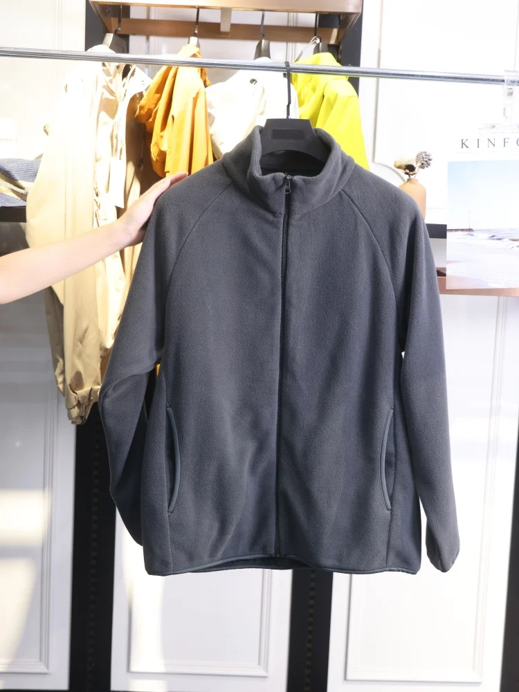 

Homesi 2025 Men's Faionable Simple Casual Warm Fce Stand Collar Jaet Polyester Fiber Long Sve Stand Fit Jaet