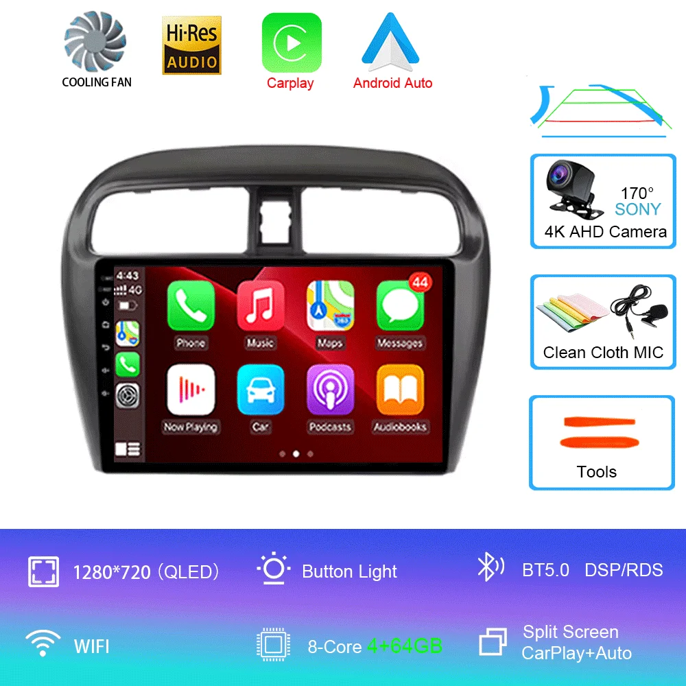 Android 16 autoradio voor Mitsubishi Mirage Attrage 2012-2018 Space Star 2014 GPS navigatie stereo multimedia - afbeelding 1
