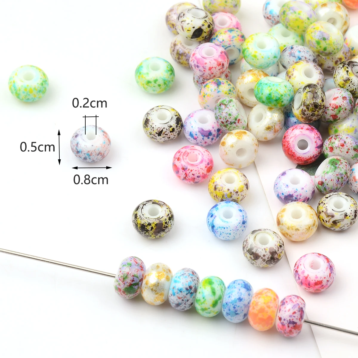 5x8mm Printed Abacus Beads Beads Charm Czech Glass Seed Beads for Jewelry Making Bracelet Necklace Keychain DIY Accessories