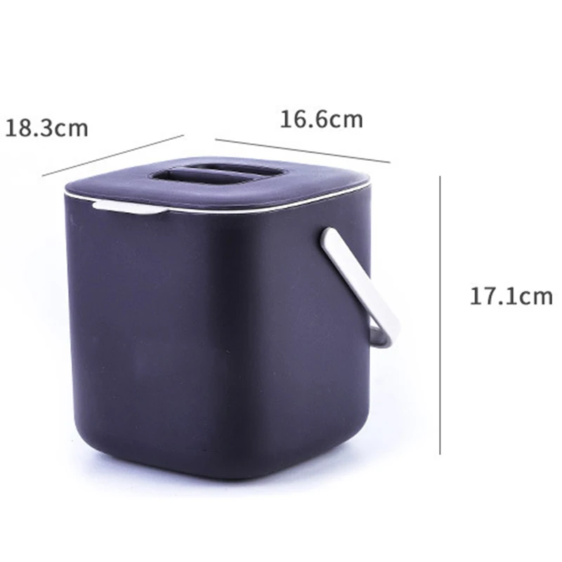 A013 Plastic Kitchen Food Waste Trash Can Compost with Drainer Rubbish Container Organizer Accessories Tools-Dark Gray