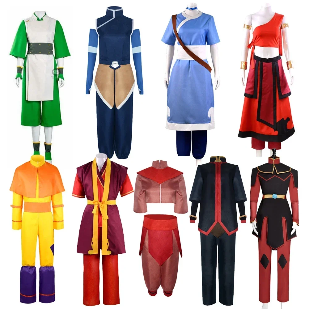 

Anime Avatar Last Airbender Katara Korra Zuko Mako Clothes Man Woman Cosplay Costume Top Pants Uniform Party Halloween Costume