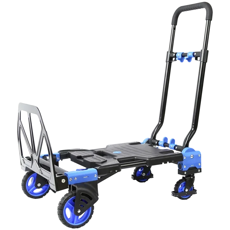 

New Design Foldable multifunctional Aluminium and plastic 150kg Cart Platform for luggage Hand Truck with wheels