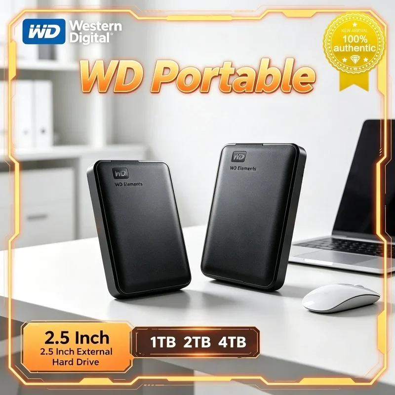 WD USB3.0 2.5" Portable Mobile Mechanical Hard Drive 1TB 2TB 4TB External HDD High Speed Data Transmission Storage Hard Disk