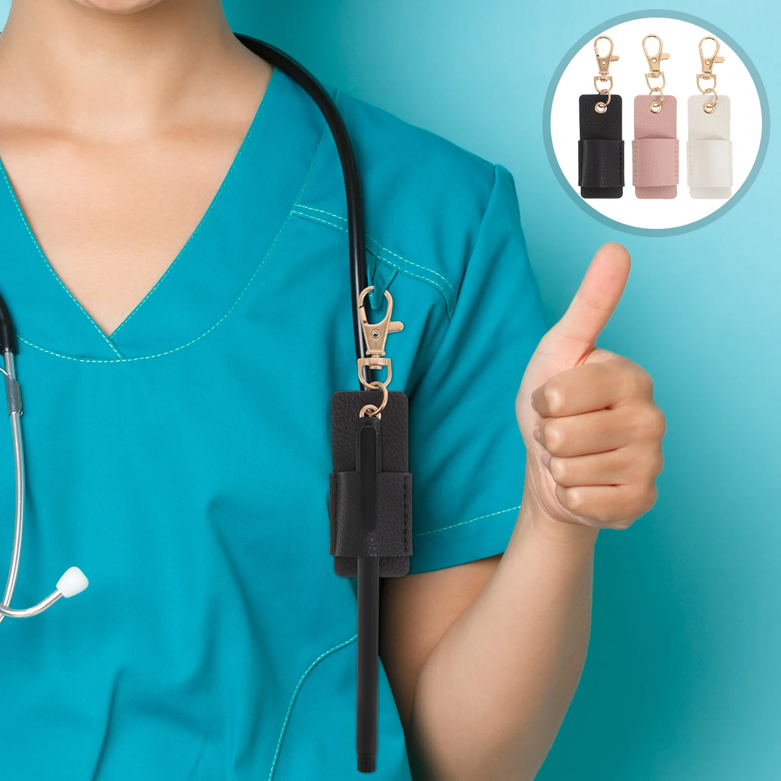 Porte-clés à fente unique, 3 pièces, lanière Portable, porte-stylo, pochette antidérapante pour étui à stylo unique, utilisation au bureau des médecins