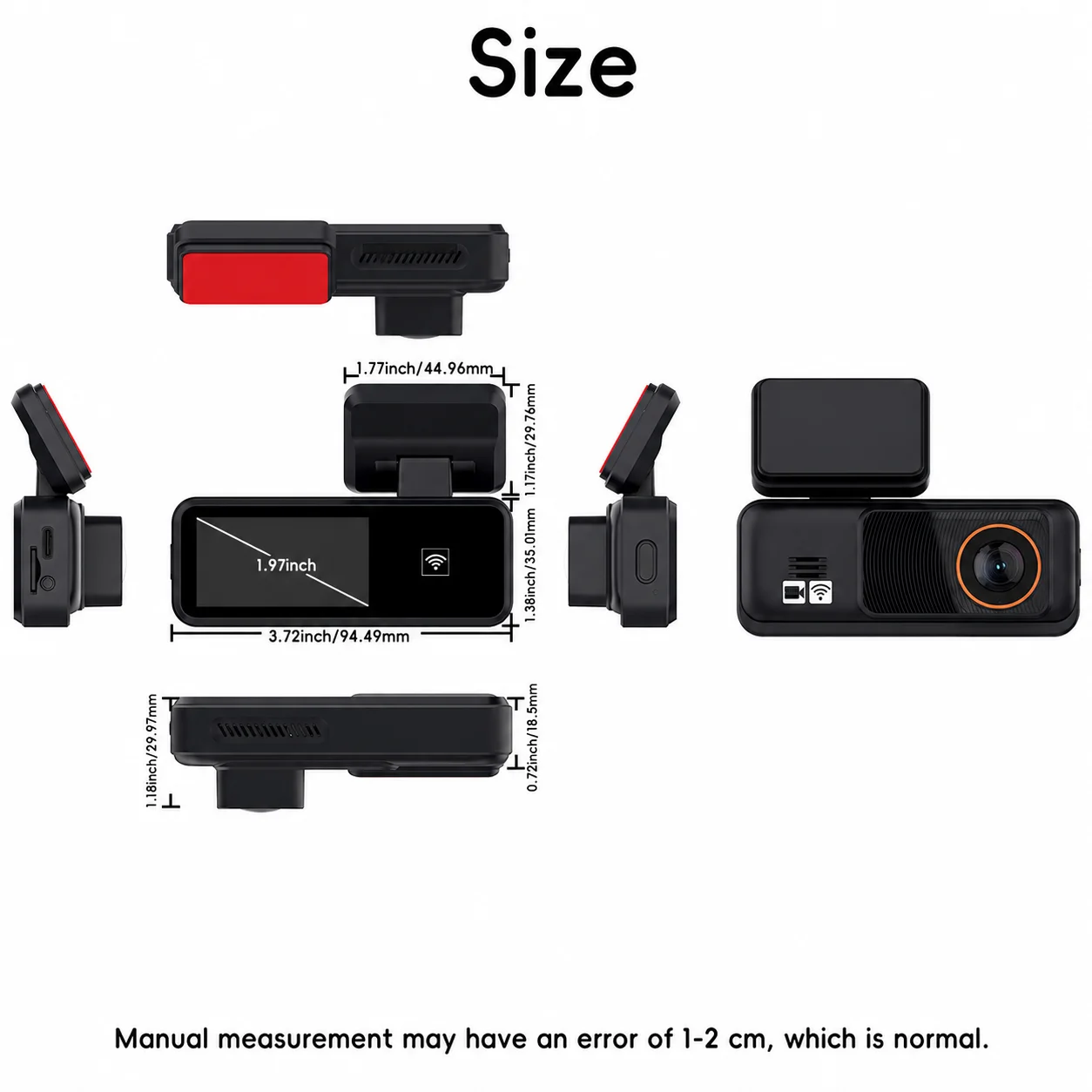 1296P Mini Dash Cam SD Card Optional – Compact Car Camera with WiFi & APP Control, Loop Recording, WDR Night Vision & Parking