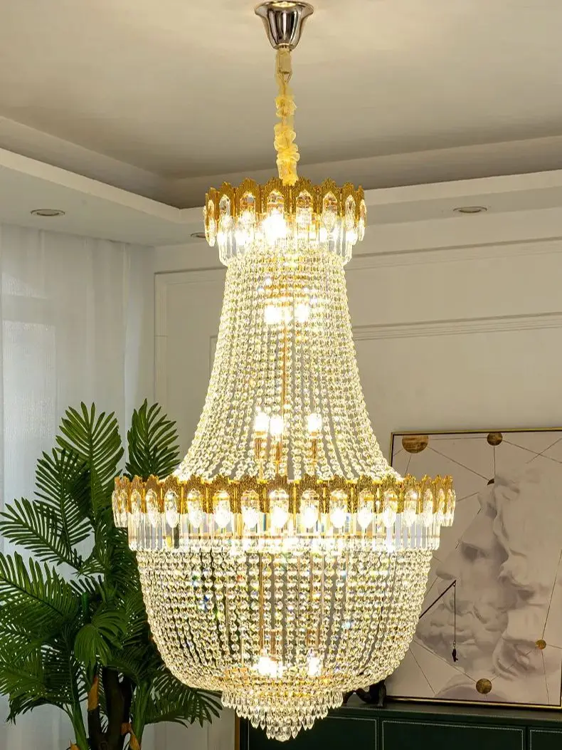 

Light Luxury LED Crystal Chandelier Duplex Hotel Lobby Creative Fashion Living Room Staircase Design Chandelier Senior Chandelie