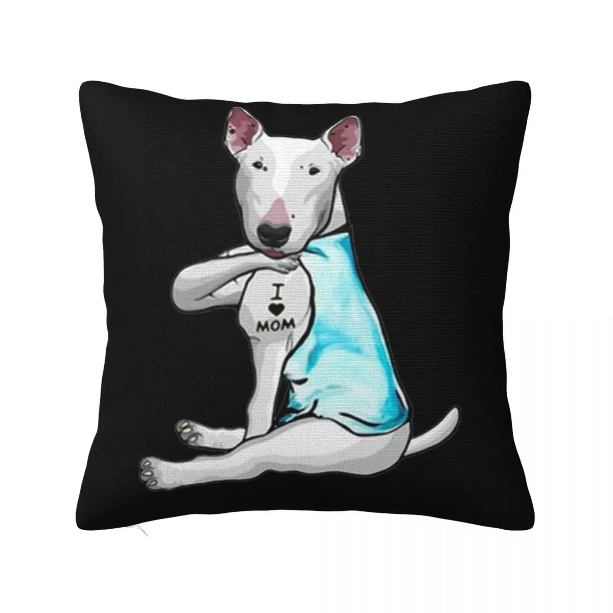 Miniature Bull Terrier Tattoos I Love Mom Fitness Halloween Swag Customiz Gift Humor Comical Pillow Case