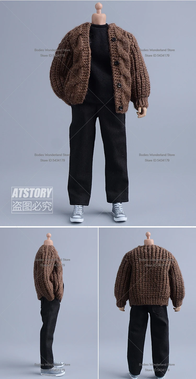 В наличии 1/12 масштаб мужской солдат вязаный свитер кардиган куртка повседневные прямые брюки для 6-дюймовой экшн-фигурки куклы