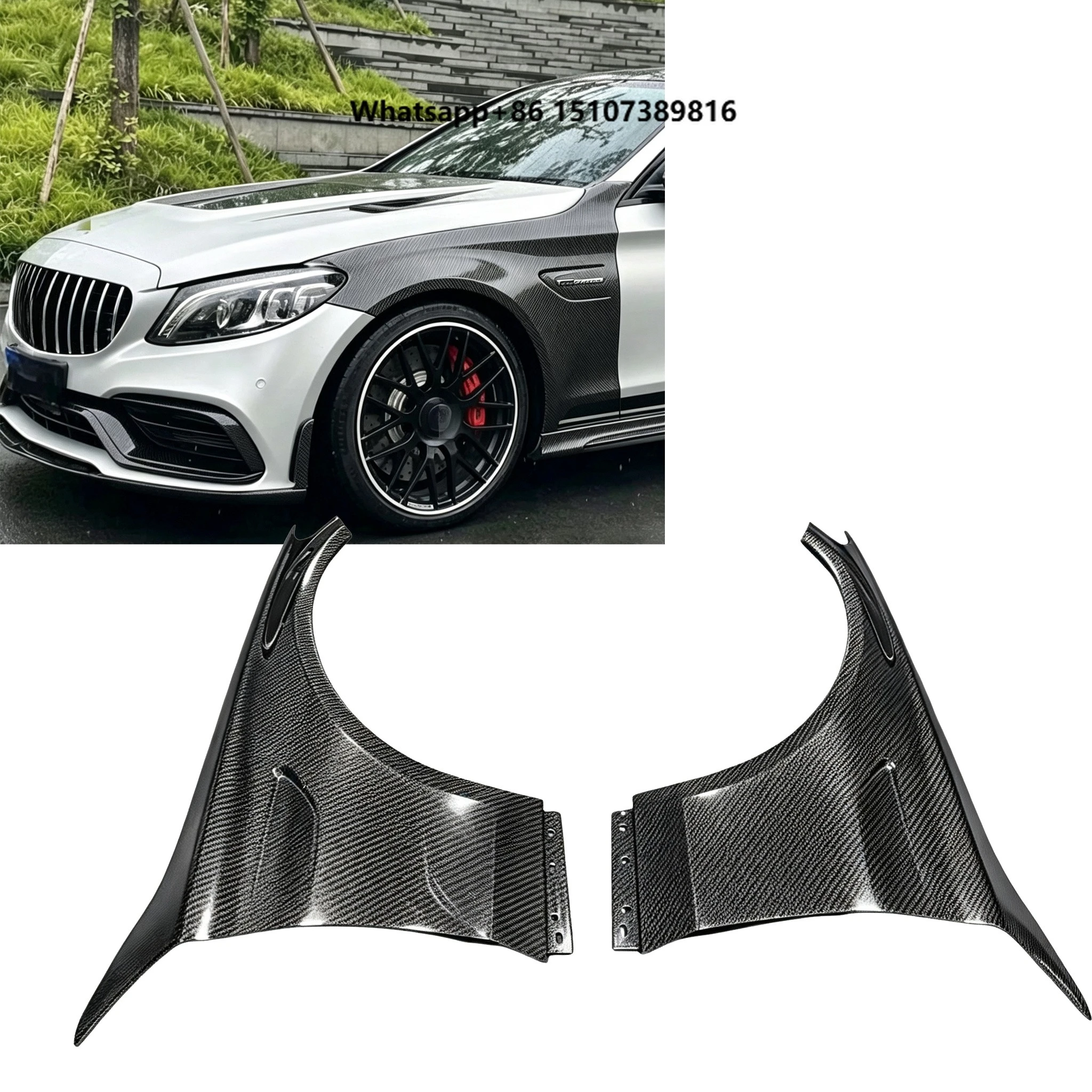 Carbon Fiber Front Fender Replacement for C Class W205 C63  AM 2015-2021 Vented Fender Wide Body Panel Car Parts