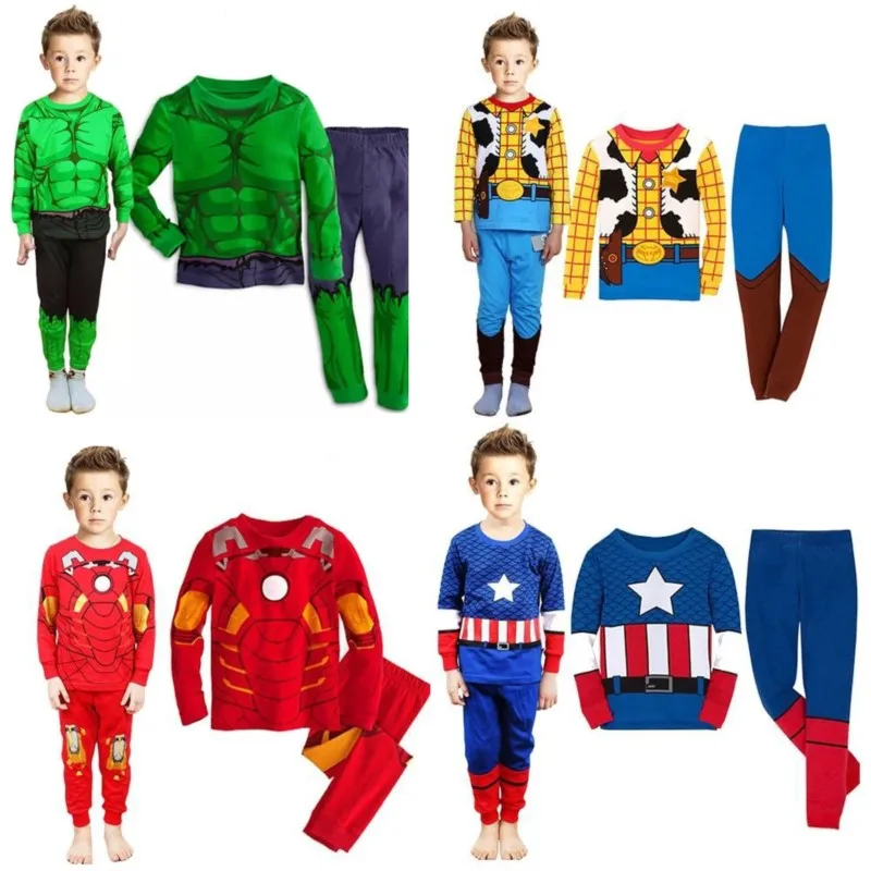 

New Children Spiderman Sets Cars Boys Cartoon Print Nightwear Girls Family Pajamas Kids Clothes Sleepwear Baby Pyjamas 2Piece