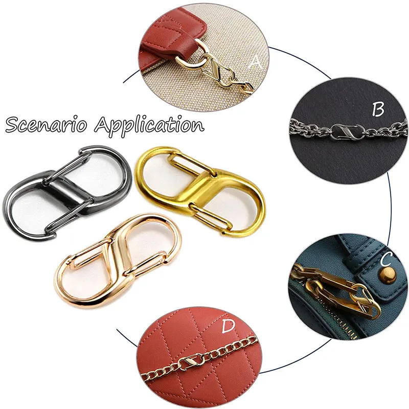 5Pcs Adjustable Metal Buckles S Type Shape Double Buckle Chain Links Tiny Metal Clip for Extender Bag Chain Length Accessories
