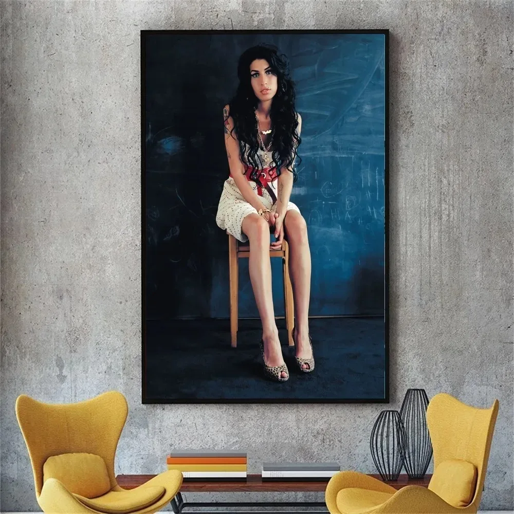 Beauty Woman Amy Winehouse Music Singer Star PosterClub Bar Vintage Poster Wall Art Canvas Painting Bedroom Study