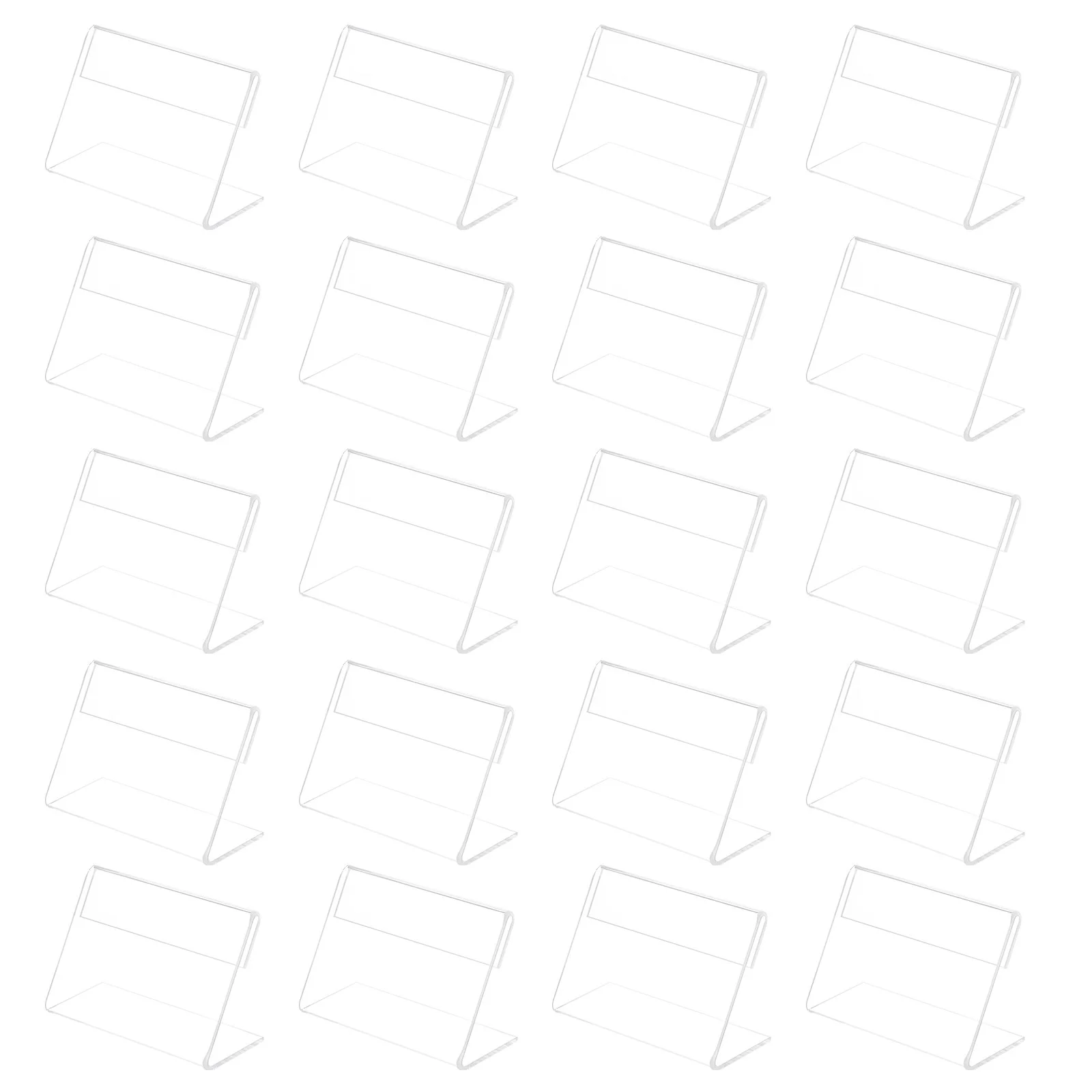 ARTIBETTER 20pcs Display Stand Acrylic Sign Price Tag Rack Name Cards Label Slanted Holders