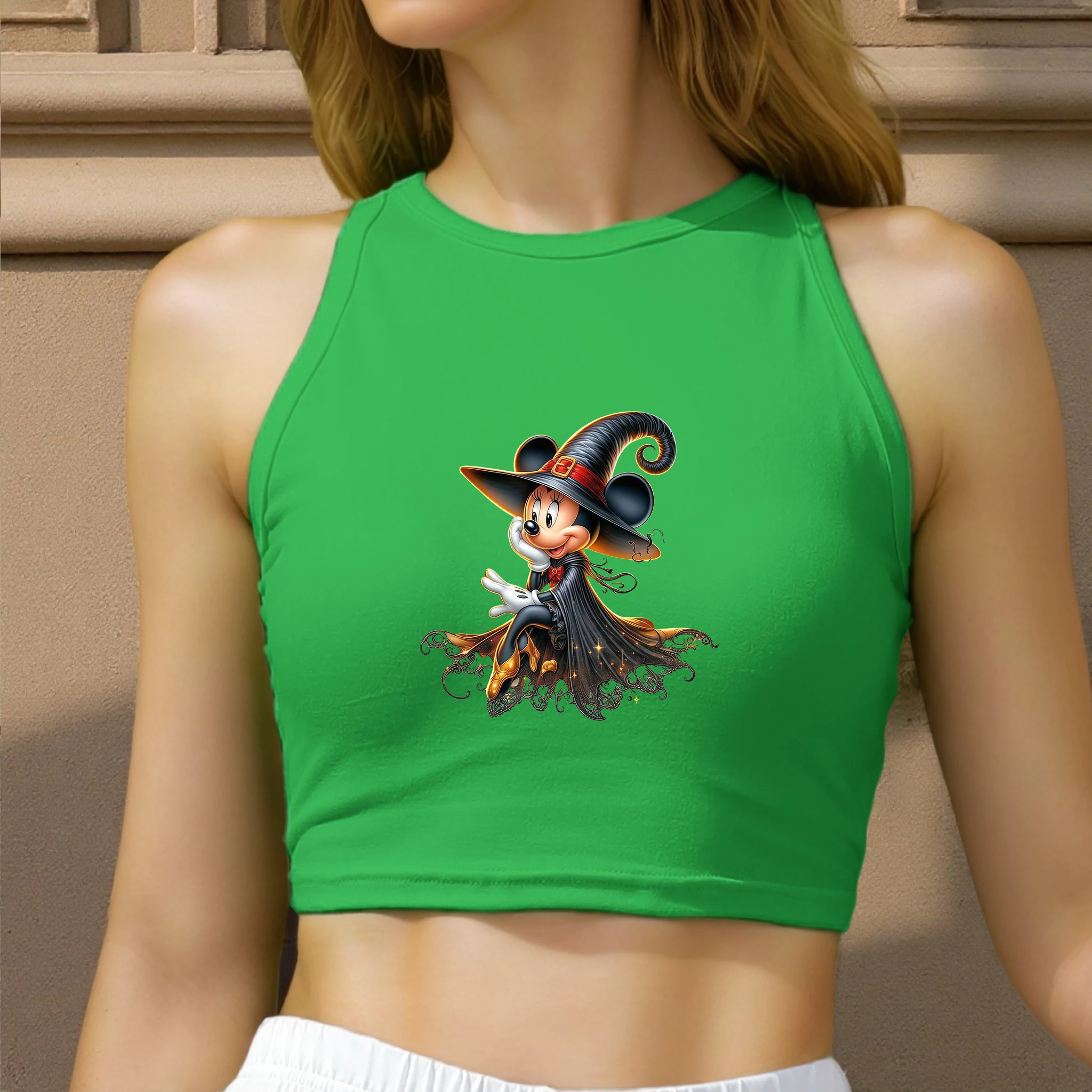 

Sleeveless Clothing Disney Halloween Mickey Woman Tees 2025 Cartoon Female Printed Tops T Shirt Y2k Custom Clothes Tanks Camis
