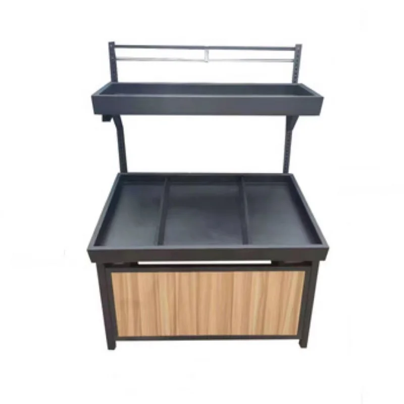 custom.Fruit and Vegetable Rack Supermarket Accessories Three-layer  with Basket