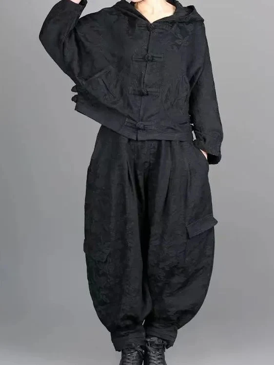 Retro Floral Embroidery Two-Piece Set Women's Long Pants Short Jacket National Style Button-Up Spring 2025 Fashion Ensemble