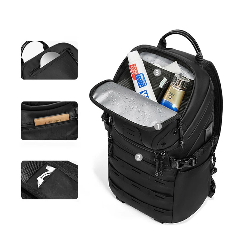 رجل حقيبة كروسبودي قصيرة السفر حبال حقيبة ساعي حقيبة الصدر مقاوم للماء USB حقيبة ظهر بكتف واحد للكمبيوتر اللوحي 12.9 بوصة